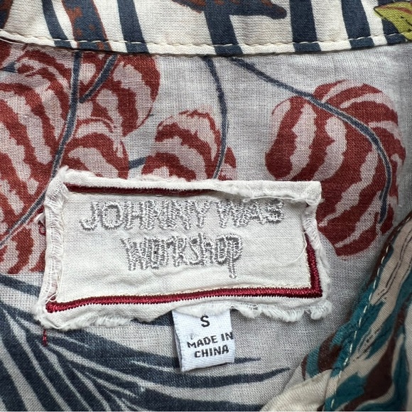 Johnny Was Workshop Cotton Basic Shirt Leaf Print Size Small - Picture 8 of 9